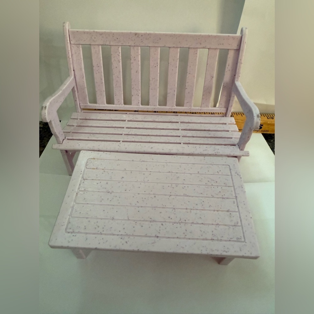 BARBIE VTG Plastic Bench and Table Set
